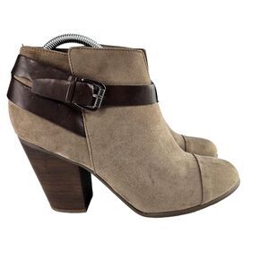 Carlos Harvest Womens 10 M Brown Suede‎  3.9" Block Heel Zip Ankle Booties